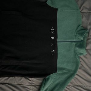Obey Teal/green and black half zip